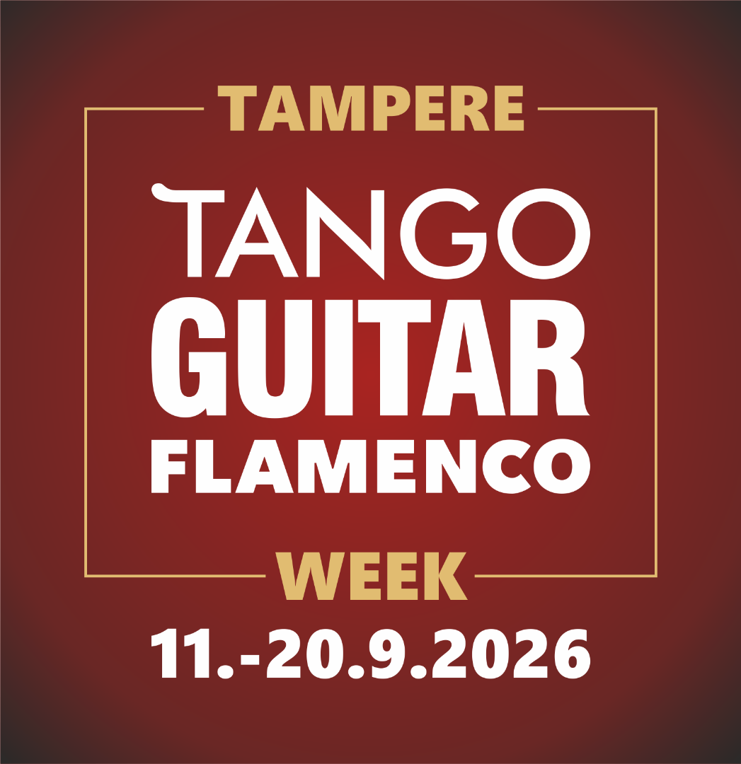 Tango Guitar Flamenco week logo punaisella pohjalla